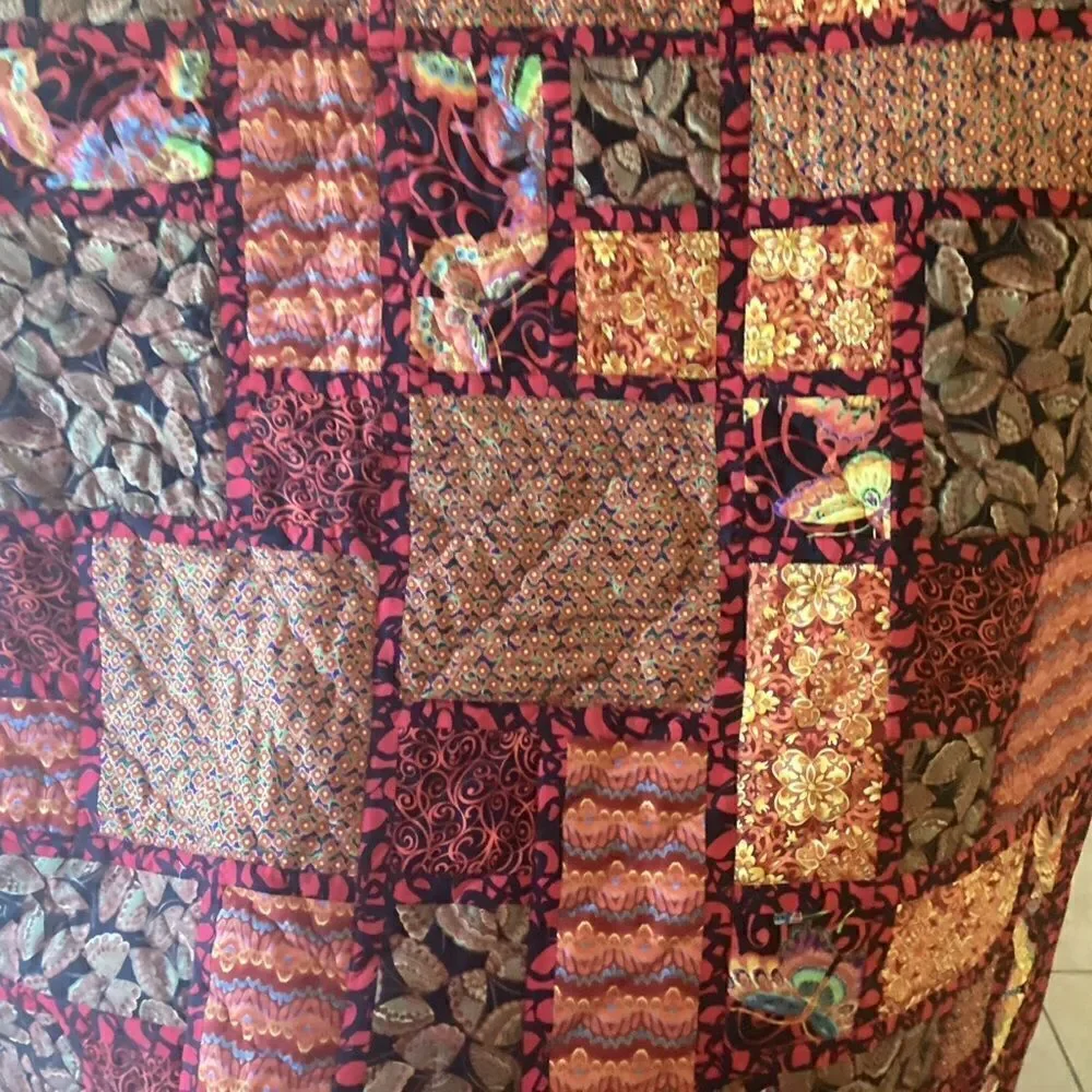 NWT. Hand Crafted Bright and Beautiful Butterfly Quilt